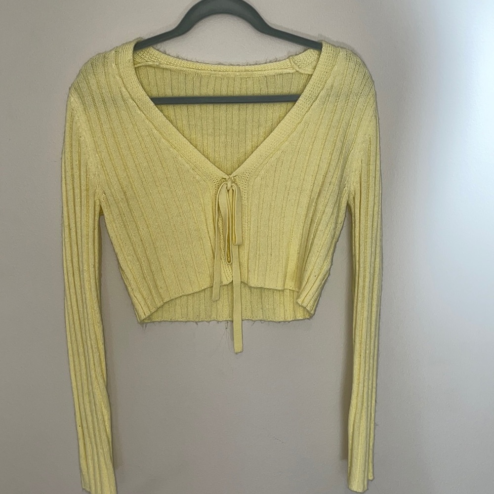 Tie-front yellow sweater from shein